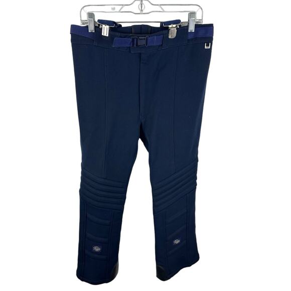 Vintage Roffe Skiwear Softshell Ski Pants Padded Navy Blue Size 32 Waist - Picture 1 of 13